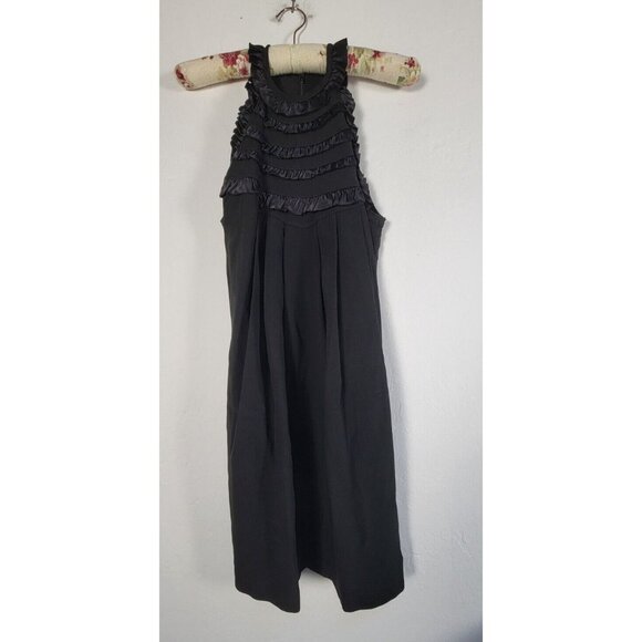 Etro Milano Womens Size 40 Black Ruffles Sleeveless Scoop Neck A-Line Dress NWT